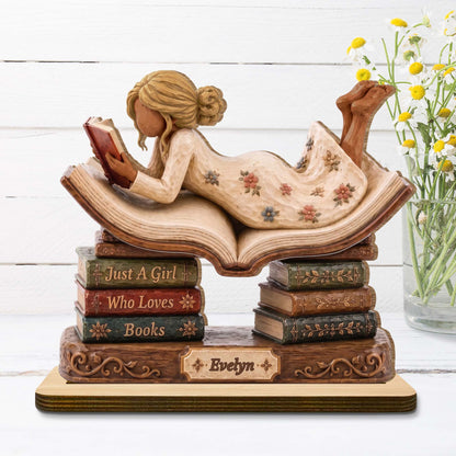 Personalized Just a Girl Who Loves Books Wood Plaque