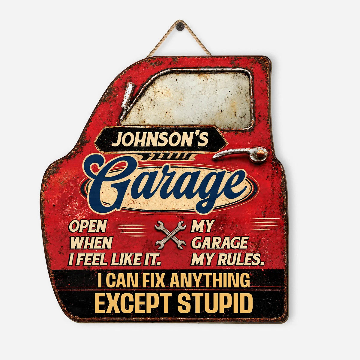 My Garage My Rules Personalized Garage Wood Sign - Funny Mechanic Workshop Gift for Dad