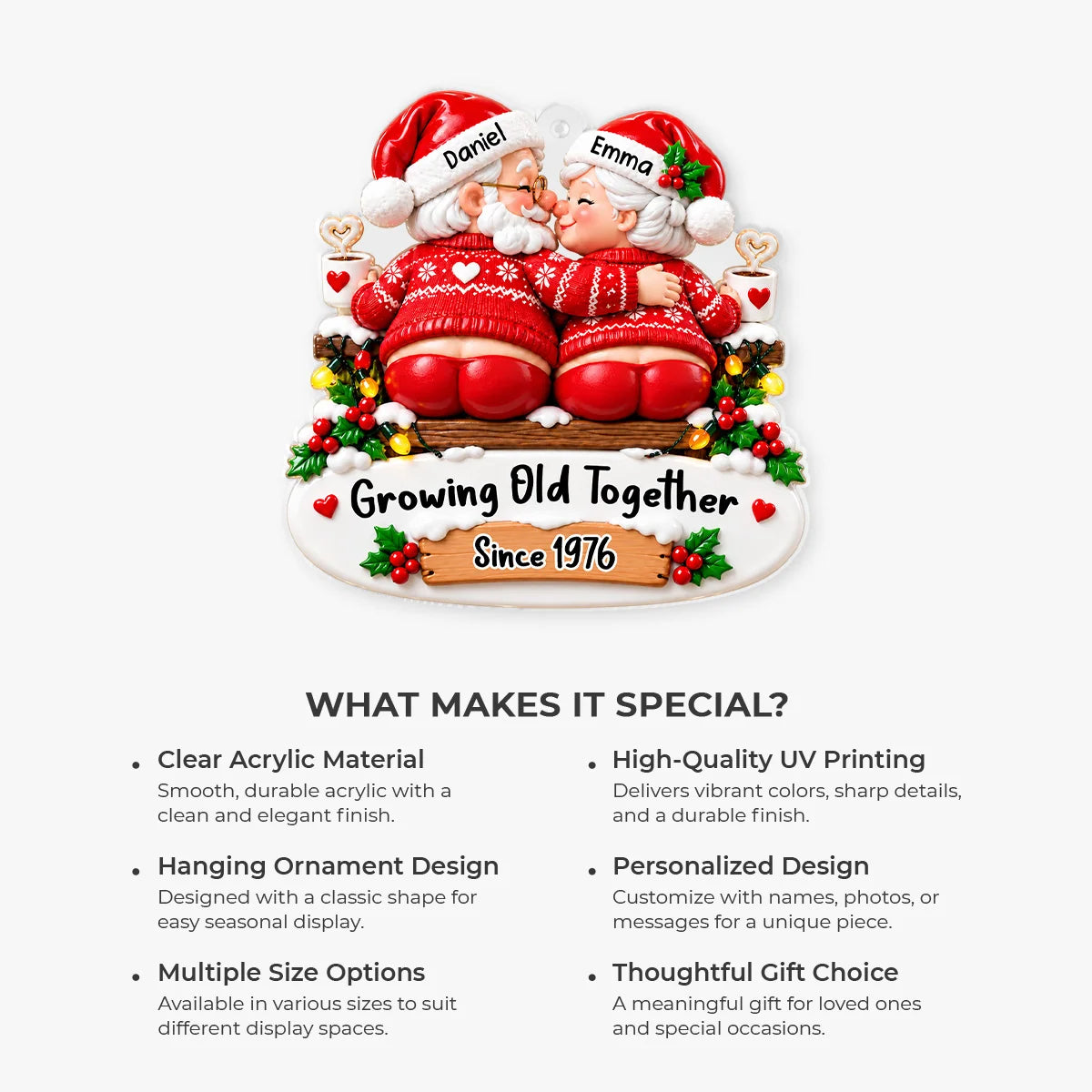 Growing Old Together Personalized Acrylic Ornament for Couples - Funny Christmas Keepsake Gift