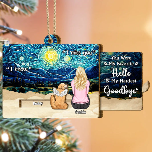 My Hardest Goodbye - Personalized Wooden Slider Ornament for Pet Memorial Keepsake