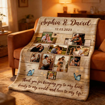Personalized Thank You for Bringing Joy to My Heart Photo Blanket