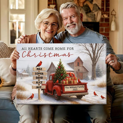 All Roads Lead Home at Christmas Personalized Family Canvas / Poster - Custom Holiday Wall Art