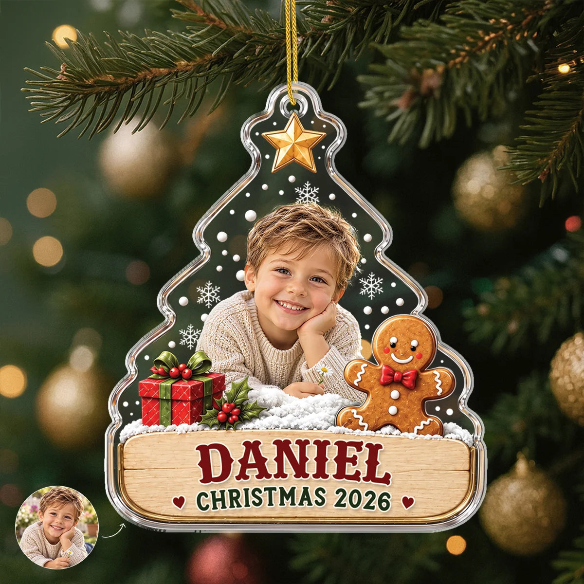 Personalized Custom Photo Christmas Baby Keepsake Acrylic Ornament