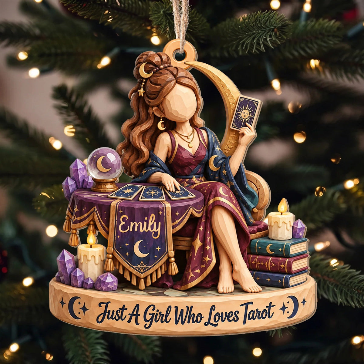 Just A Girl Who Loves Tarot Personalized Wood Ornament - Bestie, Witchy Christmas Keepsake Gift