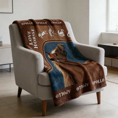Personalized Love Horse Equestrian Photo Custom Fleece Blanket