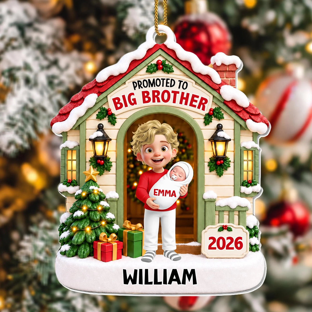 Personalized Promoted to Big Brother Acrylic Christmas Ornament