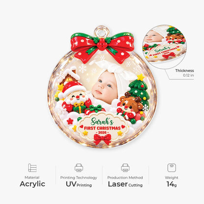 Baby's First Christmas Personalized Photo Acrylic Ornament - Holiday Keepsake Gift for Newborn