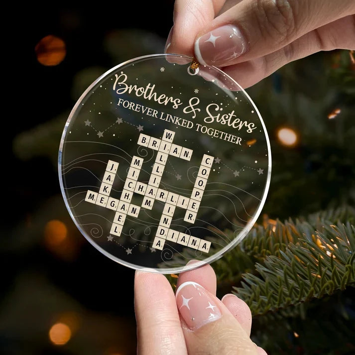 Brothers & Sisters Forever Linked Together Personalized Acrylic Ornament - Christmas Gift for Siblings