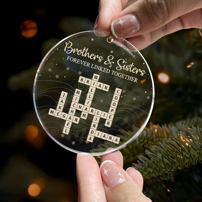 Brothers & Sisters Forever Linked Together Personalized Acrylic Ornament - Christmas Gift for Siblings