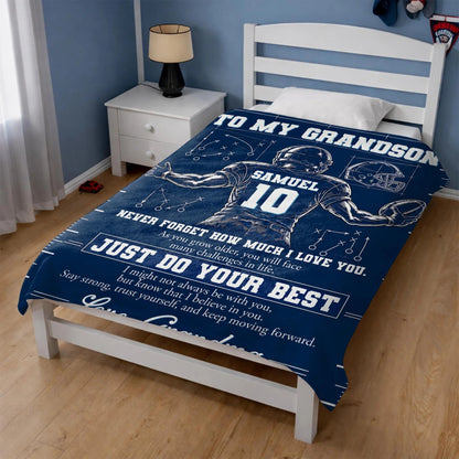 Custom Football Blanket From Grandma For Grandson