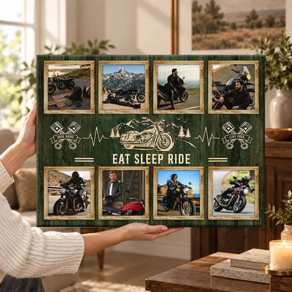 Personalized Eat Sleep Ride Motorcycle Canvas Poster
