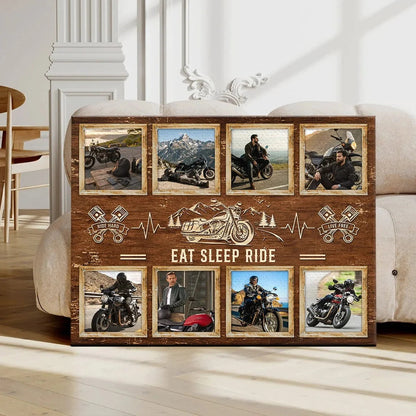 Personalized Eat Sleep Ride Motorcycle Canvas Poster