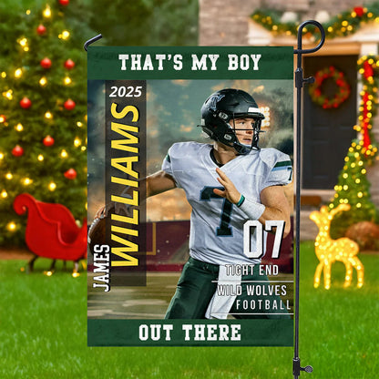 "My Heart Is On That Field" Personalized American Football Garden Flag - Custom Photo Gift for Football Player