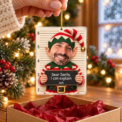 Dear Santa I Can Explain Personalized Christmas Mugshot Ornament - Funny Custom Photo Acrylic Keepsake for Family
