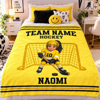 Personalized Hockey Player Name Christmas Blanket