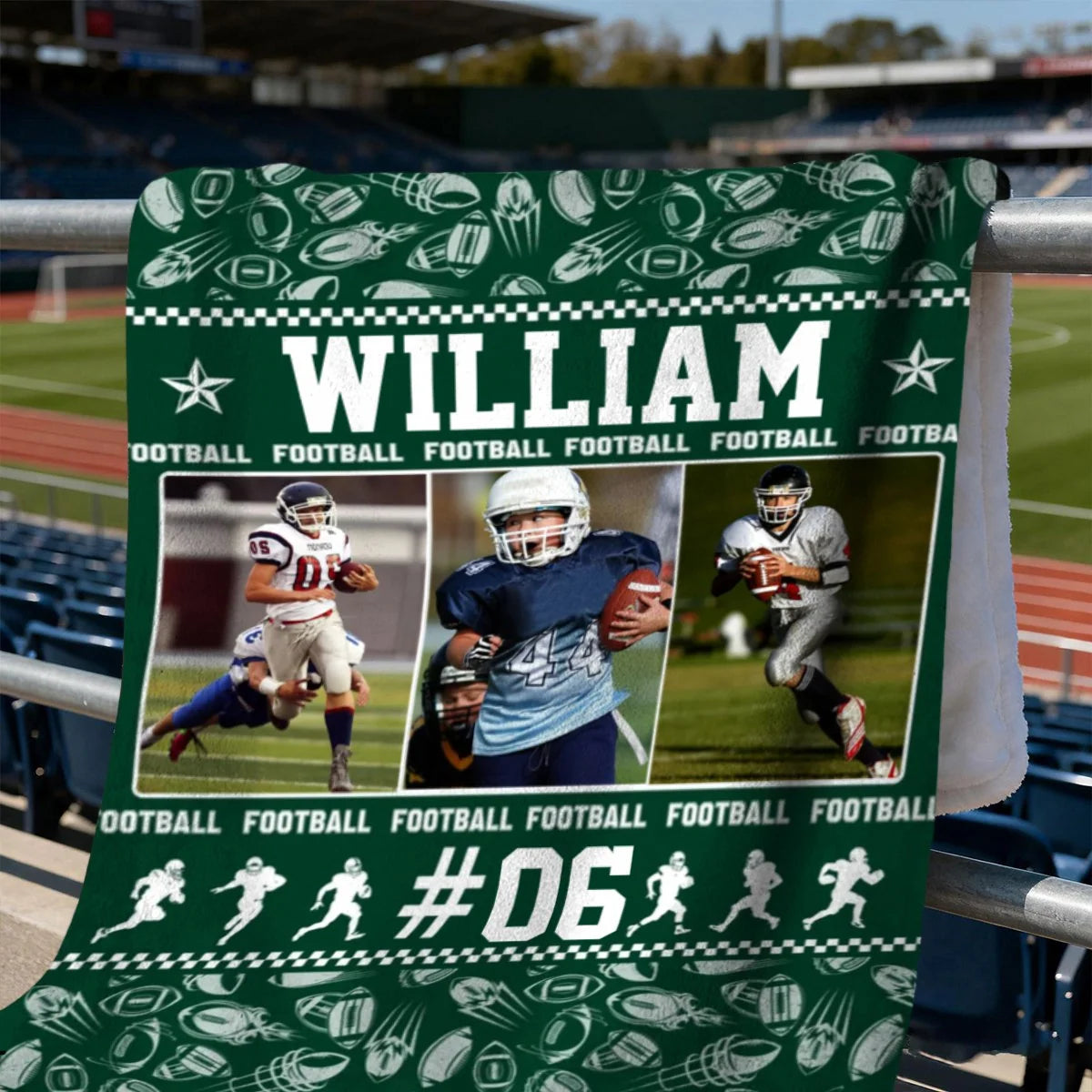 Custom Football Photo Blanket - Personalized Player Name Number Throw for Son