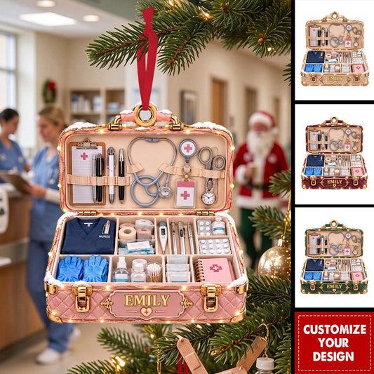 Medical Kit Personalized Nurse Christmas Ornament - Custom Wooden Holiday Keepsake for Healthcare Workers