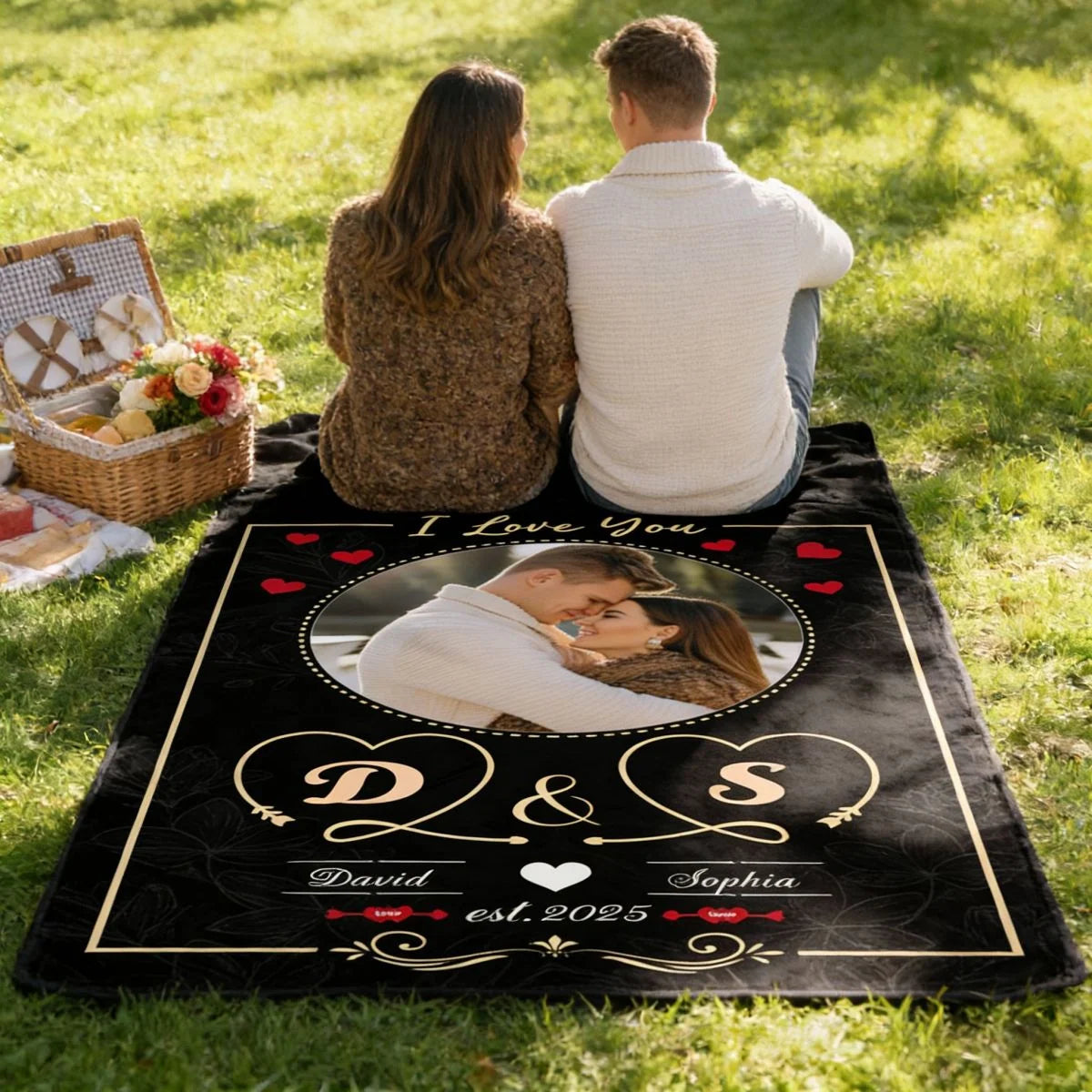I Love You Custom Photo Blanket - Personalized Blanket for Couples Anniversary
