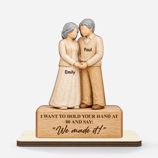 Hold Your Hand at 80 Personalized Wooden Plaque for Couples - Romantic Anniversary & Wedding Gift