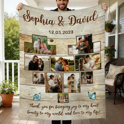 Personalized Thank You for Bringing Joy to My Heart Photo Blanket