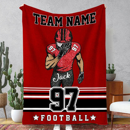 Personalized Football Blanket - Custom Player Name Number and Team Name Gift for Football Fans