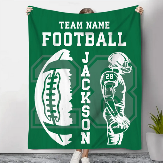 Personalized Football Player Name Number Blanket
