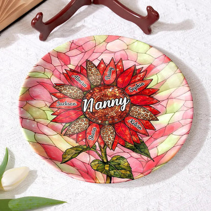 Personalized Sunflower Stained Glass Ceramic Plate