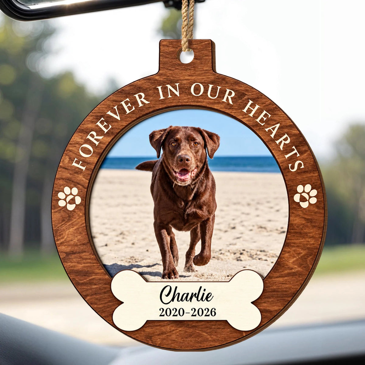 Personalized Dog Photo Memorial Wood Ornament