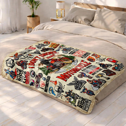 "I Don't Snore I Dream I'm A Motorcycle" Personalized Blanket - Custom Rider Gift for Biker Husband, Dad