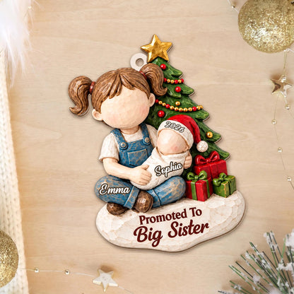 Personalized Promoted to Big Sister Wood Ornament