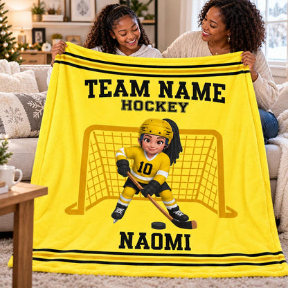 Personalized Hockey Player Name Christmas Blanket