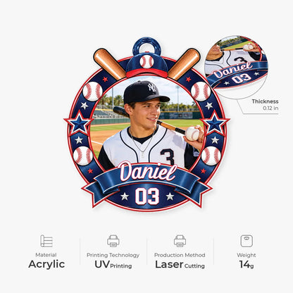 Custom Athlete Picture Keepsake - Personalized Sports Photo Acrylic Ornament for Kids & Athletes