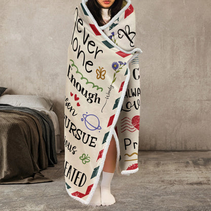 A Big Hug for You Personalized Wearable Hooded Blanket for Her - Custom Birth Flower Birthday Keepsake Gift