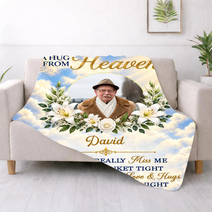 A Hug From Heaven Personalized Memorial Blanket - Custom Sympathy Keepsake Gift