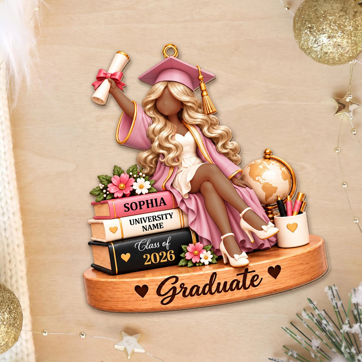 Graduate Keepsake Personalized Wooden Ornament - Senior Class Gift for Daughter