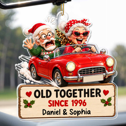 Old Together Since Red Car Personalized Acrylic Ornament - Christmas Anniversary Gift for Couples
