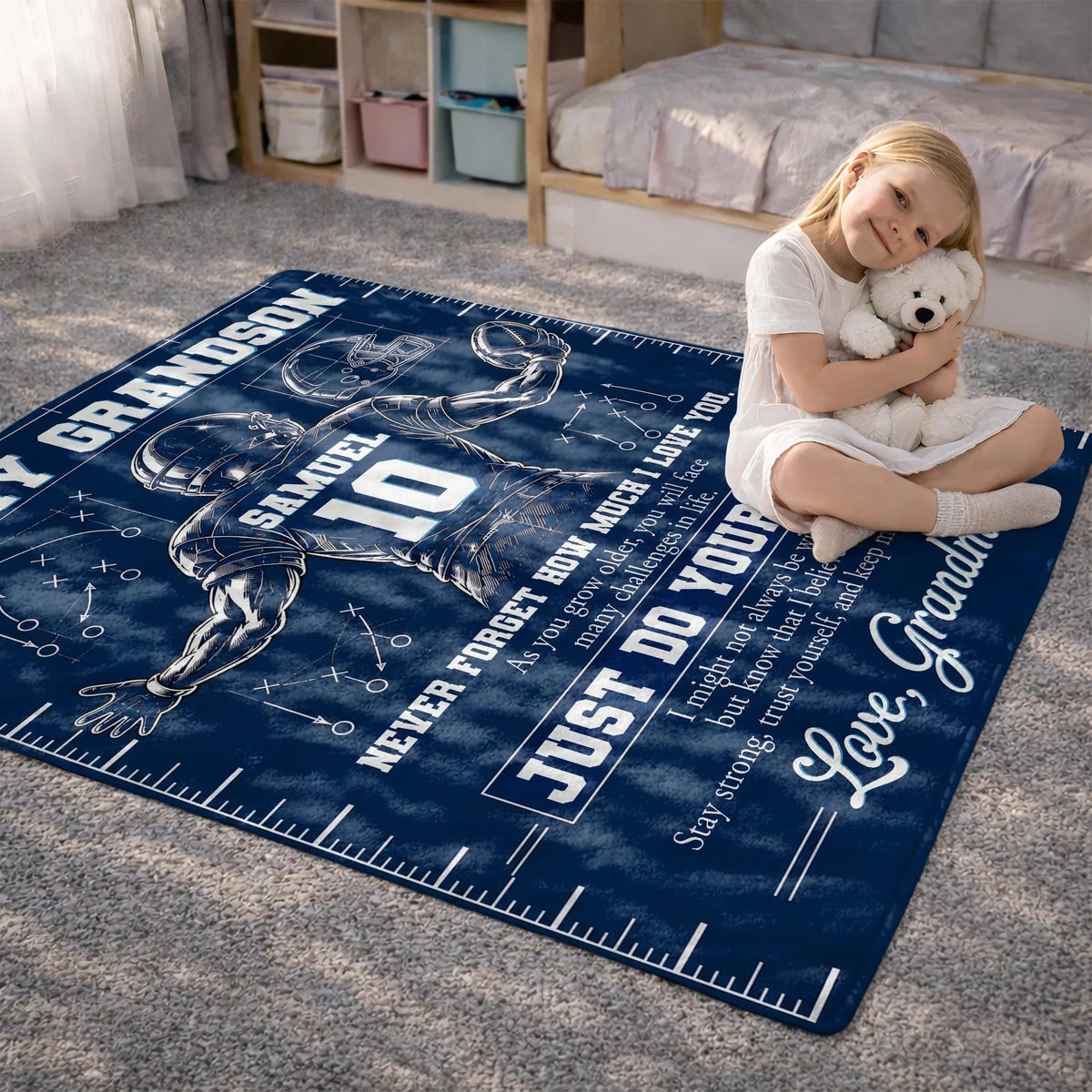 Custom Football Blanket From Grandma For Grandson