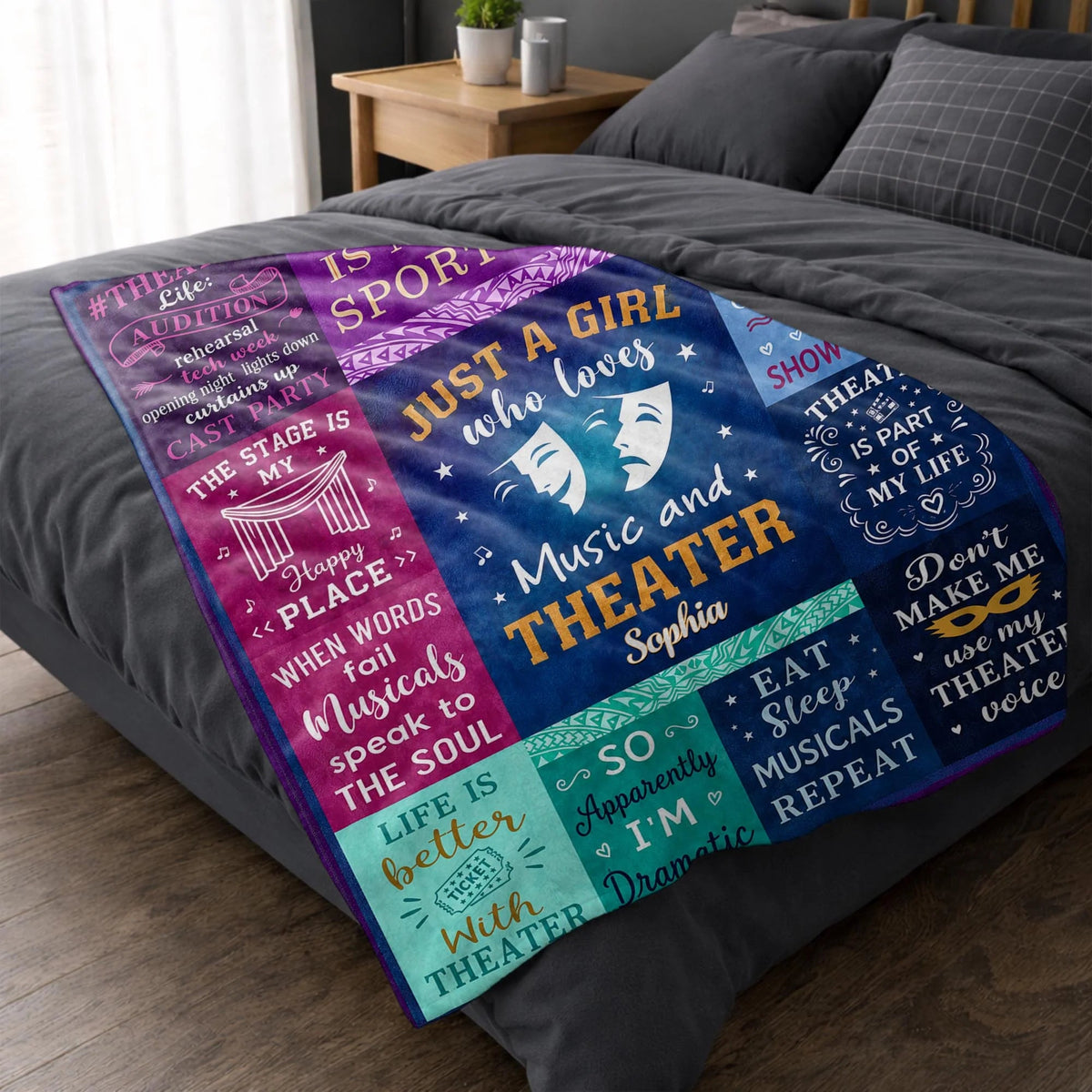 Personalized Just a Girl Who Loves Music and Theater Blanket
