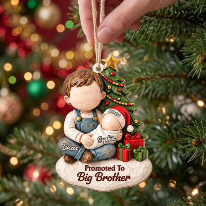Personalized Promoted to Big Sister Wood Ornament