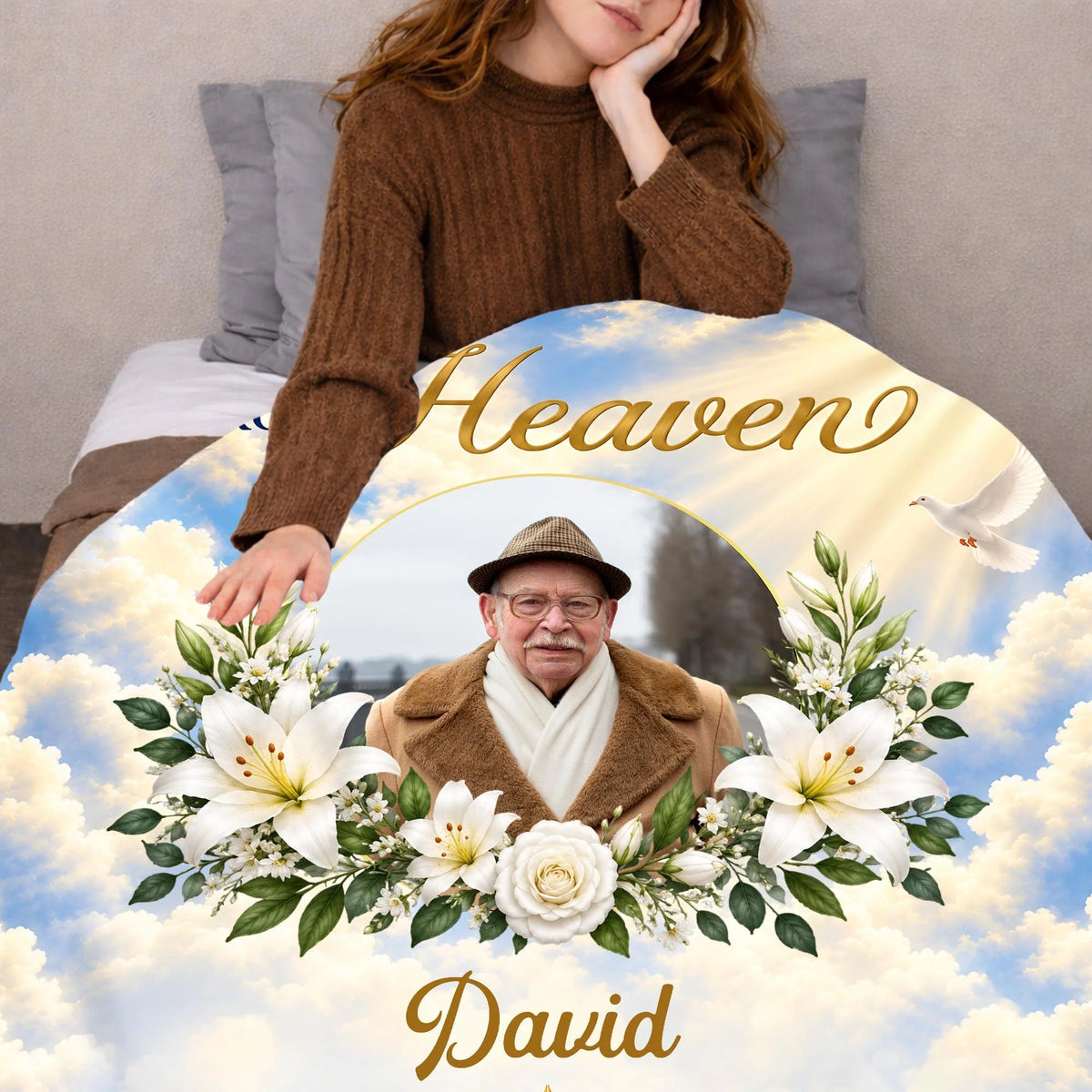A Hug From Heaven Personalized Memorial Blanket - Custom Sympathy Keepsake Gift
