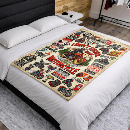 "I Don't Snore I Dream I'm A Motorcycle" Personalized Blanket - Custom Rider Gift for Biker Husband, Dad