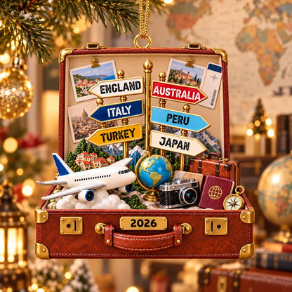 Custom Travel Destination Suitcase Ornament