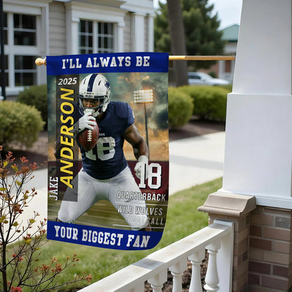 "My Heart Is On That Field" Personalized American Football Garden Flag - Custom Photo Gift for Football Player