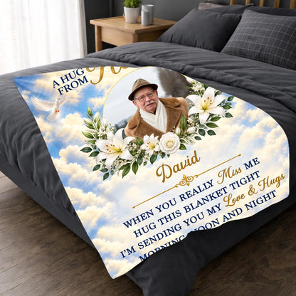 A Hug From Heaven Personalized Memorial Blanket - Custom Sympathy Keepsake Gift