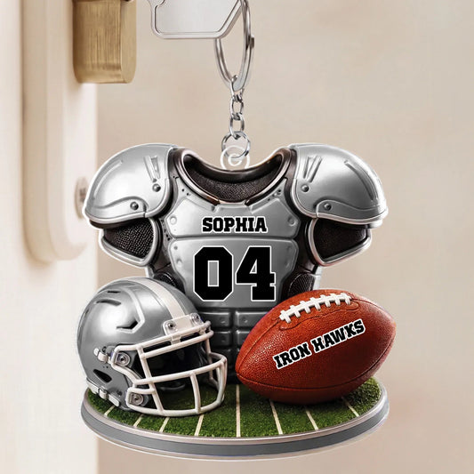Personalized Football Keychain with Custom Name and Number