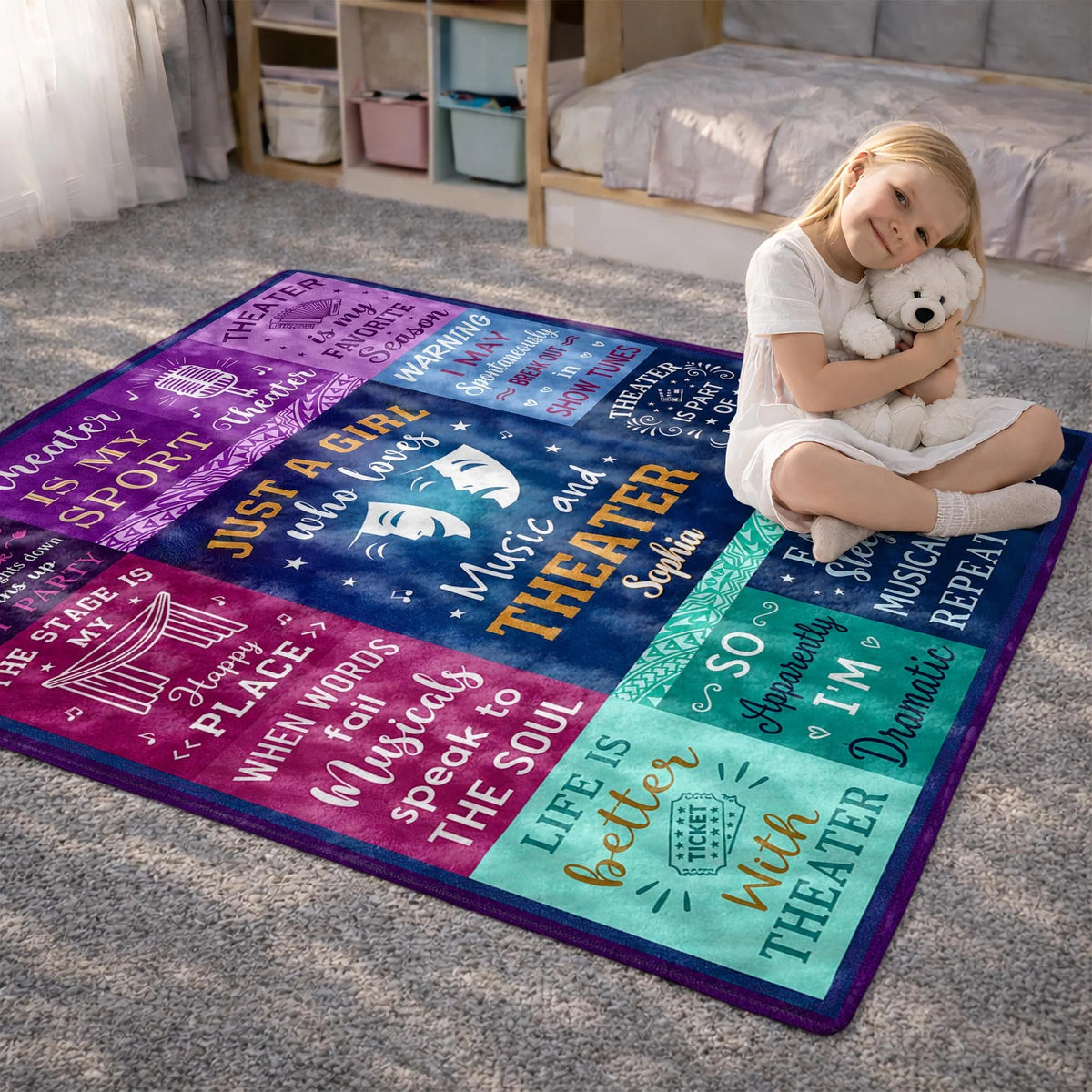 Personalized Just a Girl Who Loves Music and Theater Blanket