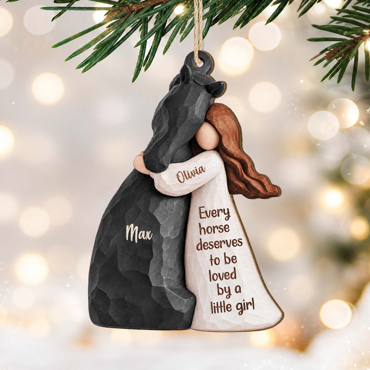 Personalized Just A Girl Who Loves Horses Daughter Wooden Ornament