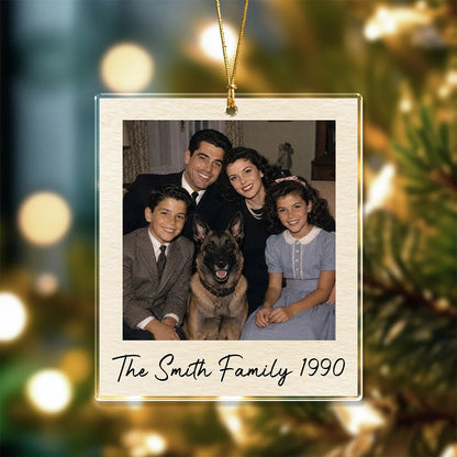 Personalized Polaroid Photo Christmas Ornament - Custom Vintage Family Acrylic Keepsake Gift