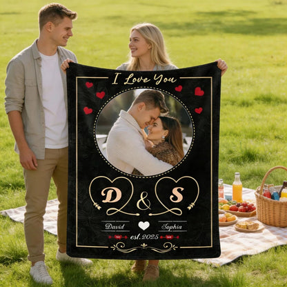 I Love You Custom Photo Blanket - Personalized Blanket for Couples Anniversary