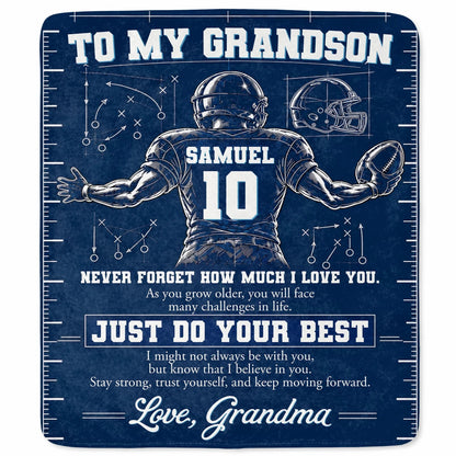 Custom Football Blanket From Grandma For Grandson